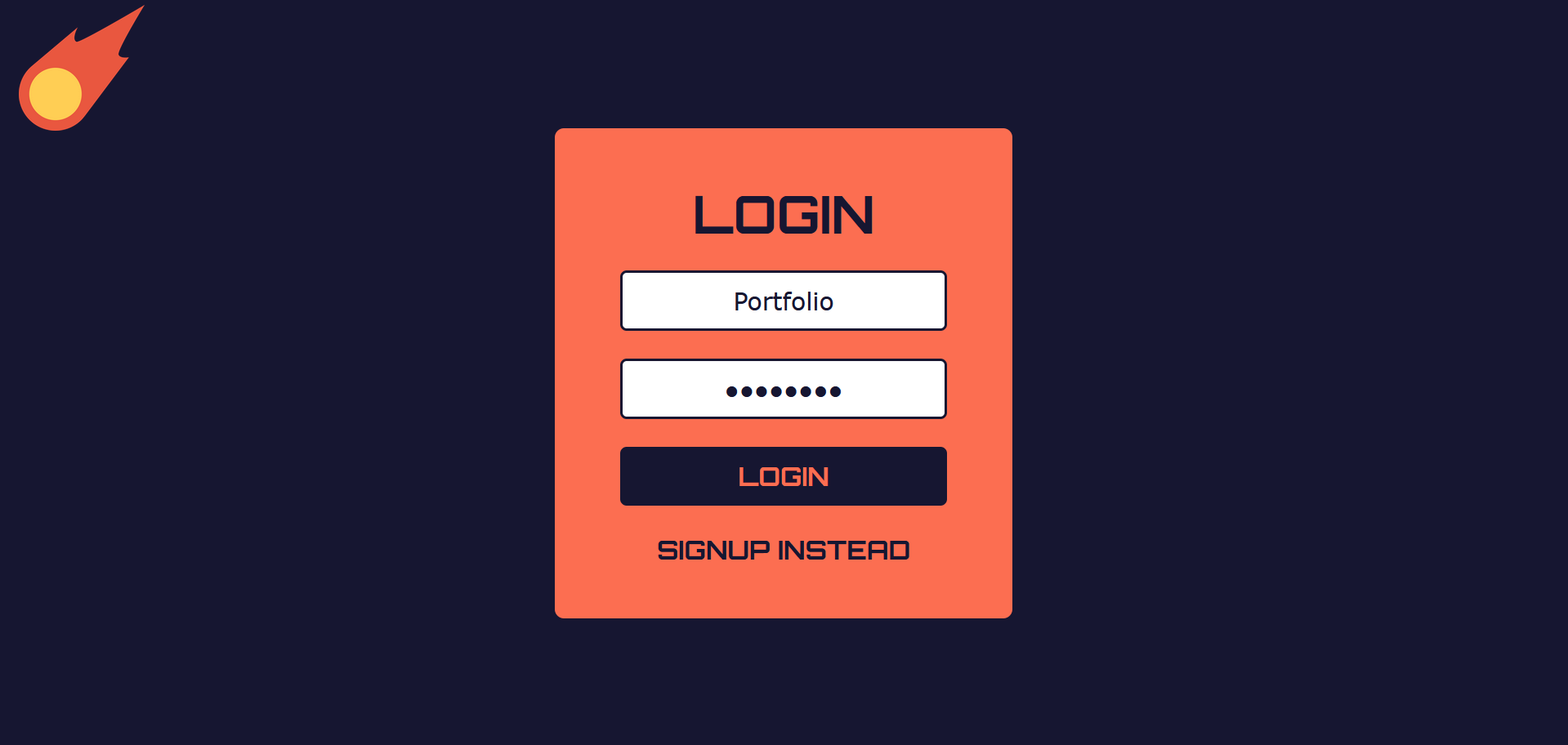 Comet Contacts login page